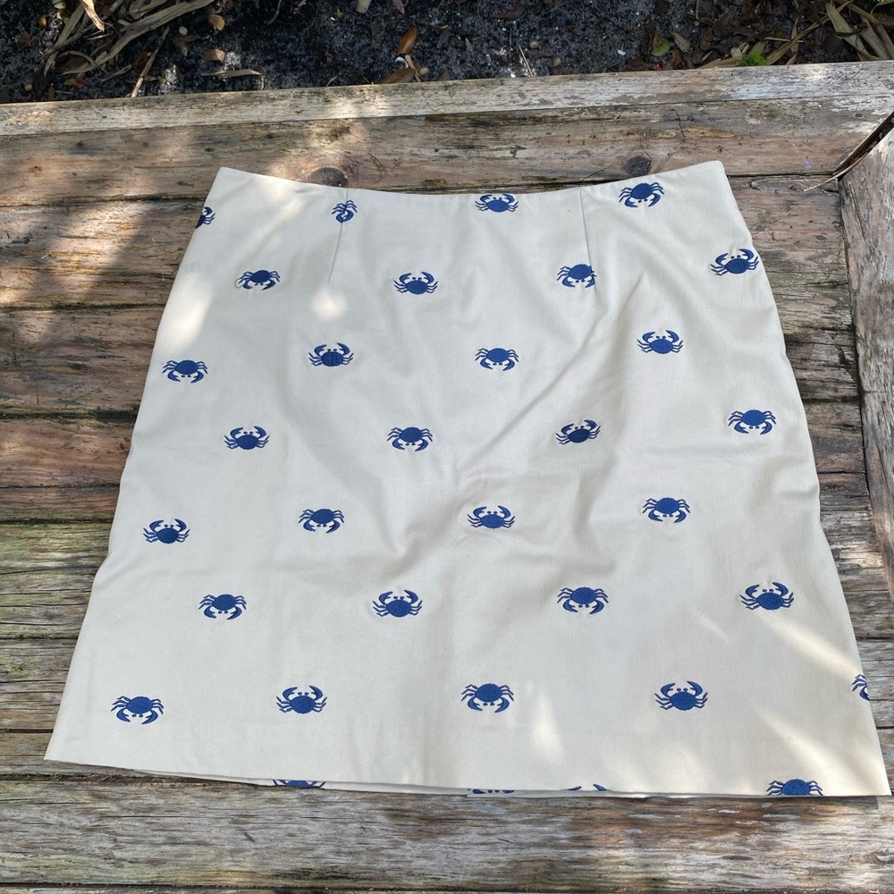 Lilly Pulitzer Khaki Skirt with Navy Crab Print